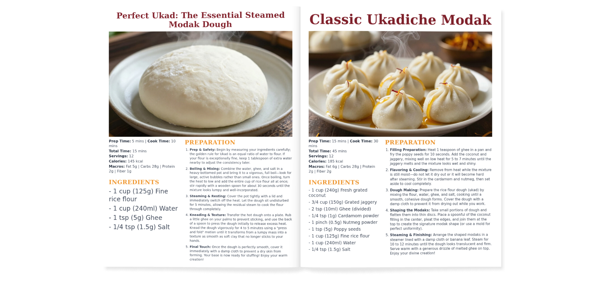 A typical recipe page layout